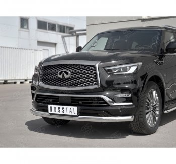 17 999 р. Защита переднего бампера (Ø76 мм, нержавейка) SLITKOFF  INFINITI QX80  Z62 (2018-2024) 2-ой рестайлинг  с доставкой в г. Омск. Увеличить фотографию 3