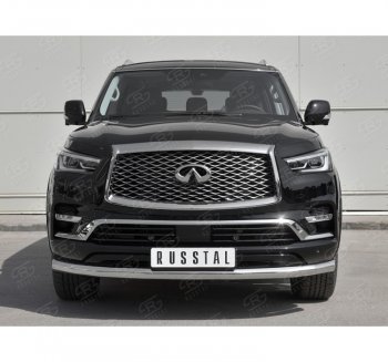 17 999 р. Защита переднего бампера (Ø76 мм, нержавейка) SLITKOFF  INFINITI QX80  Z62 (2018-2024) 2-ой рестайлинг  с доставкой в г. Омск. Увеличить фотографию 4