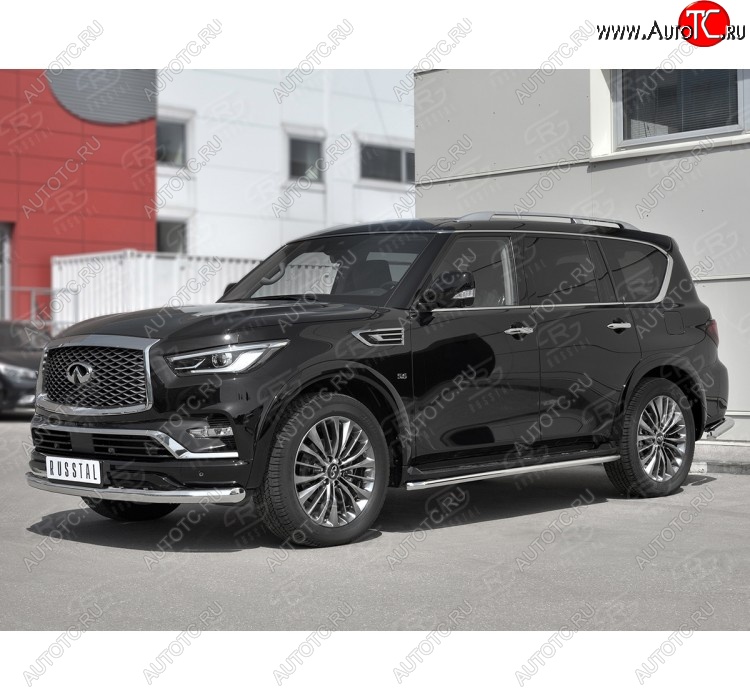 17 999 р. Защита переднего бампера (Ø76 мм, нержавейка) SLITKOFF  INFINITI QX80  Z62 (2018-2024) 2-ой рестайлинг  с доставкой в г. Омск