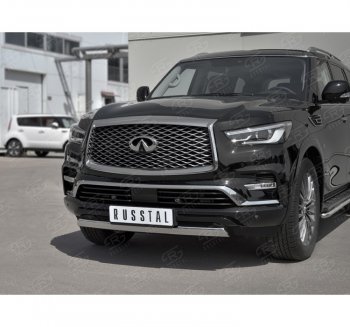 14 999 р. Защита переднего бампера (Ø75х42 мм, нержавейка) Russtal INFINITI QX80 Z62 2-ой рестайлинг (2018-2024)  с доставкой в г. Омск. Увеличить фотографию 3