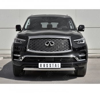 14 999 р. Защита переднего бампера (Ø75х42 мм, нержавейка) Russtal INFINITI QX80 Z62 2-ой рестайлинг (2018-2024)  с доставкой в г. Омск. Увеличить фотографию 4