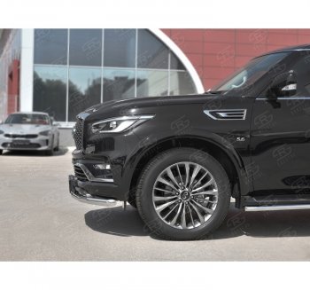 25 599 р. Защита переднего бампера (Ø63 мм, нержавейка) SLITKOFF  INFINITI QX80  Z62 (2018-2024) 2-ой рестайлинг  с доставкой в г. Омск. Увеличить фотографию 2