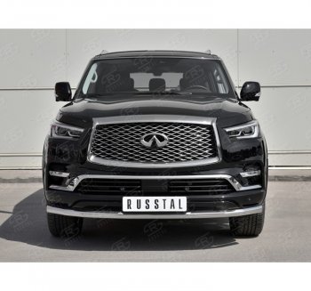 25 599 р. Защита переднего бампера (Ø63 мм, нержавейка) SLITKOFF  INFINITI QX80  Z62 (2018-2024) 2-ой рестайлинг  с доставкой в г. Омск. Увеличить фотографию 3