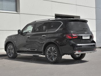 15 999 р. Защита заднего бампера (Ø75х42 мм, нержавейка) Russtal INFINITI QX80 Z62 2-ой рестайлинг (2018-2024)  с доставкой в г. Омск. Увеличить фотографию 2