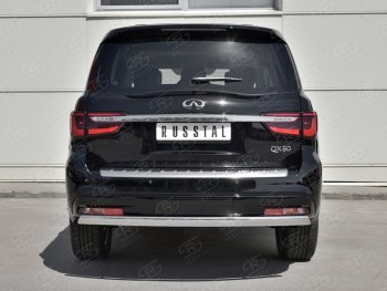 Защита заднего бампера (Ø75х42 мм, нержавейка) Russtal INFINITI QX80 Z62 2-ой рестайлинг (2018-2024)