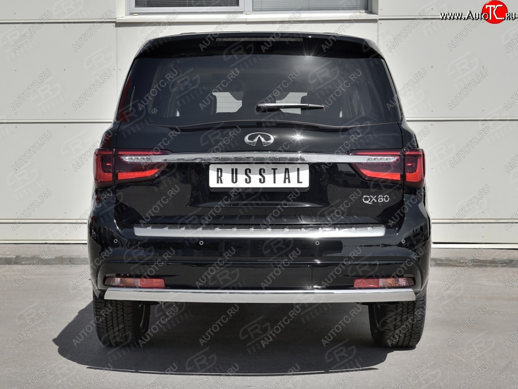 15 999 р. Защита заднего бампера (Ø75х42 мм, нержавейка) Russtal INFINITI QX80 Z62 2-ой рестайлинг (2018-2024)  с доставкой в г. Омск