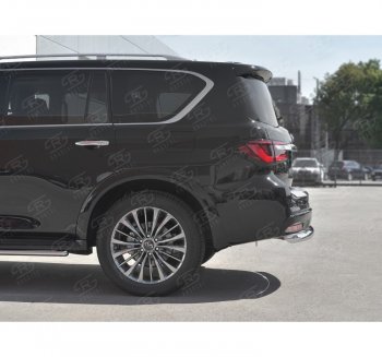 25 899 р. Защита заднего бампера (Ø76 мм, нержавейка) SLITKOFF INFINITI QX80 Z62 2-ой рестайлинг (2018-2024)  с доставкой в г. Омск. Увеличить фотографию 2