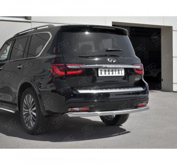 25 899 р. Защита заднего бампера (Ø76 мм, нержавейка) SLITKOFF INFINITI QX80 Z62 2-ой рестайлинг (2018-2024)  с доставкой в г. Омск. Увеличить фотографию 3