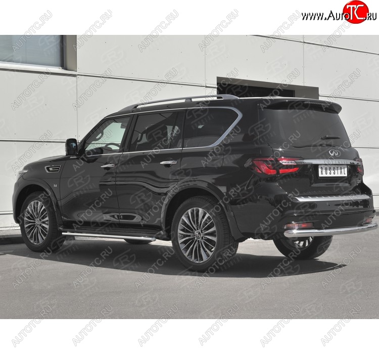 25 899 р. Защита заднего бампера (Ø76 мм, нержавейка) SLITKOFF INFINITI QX80 Z62 2-ой рестайлинг (2018-2024)  с доставкой в г. Омск