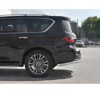 21 499 р. Защита заднего бампера (Ø76 мм уголки, нержавейка) SLITKOFF INFINITI QX80 Z62 2-ой рестайлинг (2018-2024)  с доставкой в г. Омск. Увеличить фотографию 2