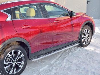 Порожки для ног (труба Ø42) SLITKOFF INFINITI (Инфинити) QX30 (КуХ30)  H15E (2016-2020) H15E  (Вариант 2 (лист алюм, проф.сталь))