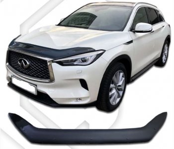 2 799 р. Дефлектор капота CA-Plastiс  INFINITI Qx50  J55 (2017-2022) (Classic черный, Без надписи)  с доставкой в г. Омск. Увеличить фотографию 1