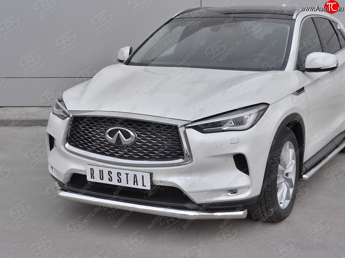 17 999 р. Защита переднего бампера (Ø42 мм волна, нержавейка)  INFINITI Qx50  J55 (2017-2022)  с доставкой в г. Омск