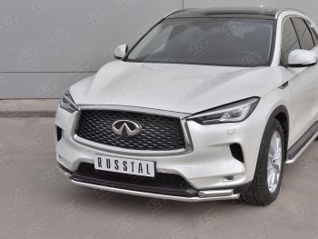 9 999 р. Защита переднего бампера (2 трубы Ø42 мм, нержавейка) Russtal  INFINITI Qx50  J55 (2017-2022)  с доставкой в г. Омск. Увеличить фотографию 2