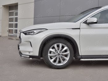 9 999 р. Защита переднего бампера (2 трубы Ø42 мм, нержавейка) Russtal  INFINITI Qx50  J55 (2017-2022)  с доставкой в г. Омск. Увеличить фотографию 4