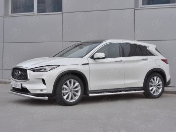 9 649 р. Защита переднего бампера Russtal (Ø63 мм волна, нержавейка) INFINITI Qx50 J55 (2017-2022)  с доставкой в г. Омск. Увеличить фотографию 3