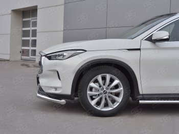 9 649 р. Защита переднего бампера Russtal (Ø63 мм волна, нержавейка) INFINITI Qx50 J55 (2017-2022)  с доставкой в г. Омск. Увеличить фотографию 4