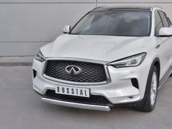 15 649 р. Защита переднего бампера (Ø75х42 дуга, нержавейка) Russtal INFINITI Qx50 J55 (2017-2022)  с доставкой в г. Омск. Увеличить фотографию 2