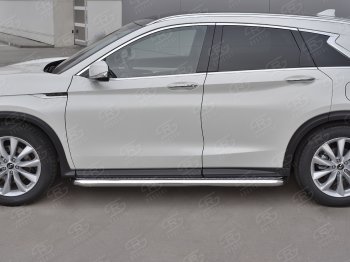 24 749 р. Порожки для ног Russtal (Ø63 мм) INFINITI Qx50 J55 (2017-2022) (Лист алюминиевый, труба - нержавейка)  с доставкой в г. Омск. Увеличить фотографию 2