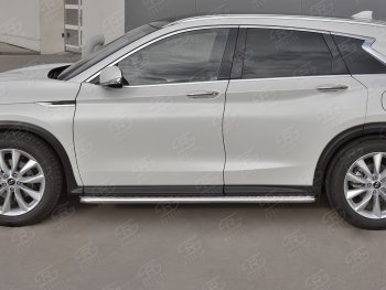 21 699 р. Порожки для ног SLITKOFF (Ø42 мм)  INFINITI Qx50  J55 (2017-2022) (Лист алюминиевый, труба - нержавейка)  с доставкой в г. Омск. Увеличить фотографию 2