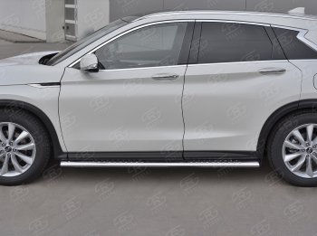 30 649 р. Защита порогов (Ø120x60 мм с проступью, нержавейка) Russtal INFINITI Qx50 J55 (2017-2022)  с доставкой в г. Омск. Увеличить фотографию 3