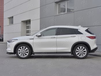 17 599 р. Защита порогов (Ø63 мм, нержавейка) SLITKOFF  INFINITI Qx50  J55 (2017-2022) (Металлические торцы под 45°)  с доставкой в г. Омск. Увеличить фотографию 2