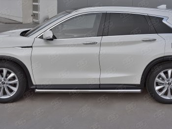 17 599 р. Защита порогов (Ø63 мм, нержавейка) SLITKOFF  INFINITI Qx50  J55 (2017-2022) (Металлические торцы под 45°)  с доставкой в г. Омск. Увеличить фотографию 3