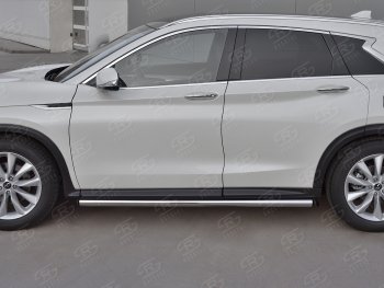 16 549 р. Защита порогов (Ø63 мм, нержавейка) SLITKOFF  INFINITI Qx50  J55 (2017-2022) (С пластиковыми заглушками на торцах)  с доставкой в г. Омск. Увеличить фотографию 3