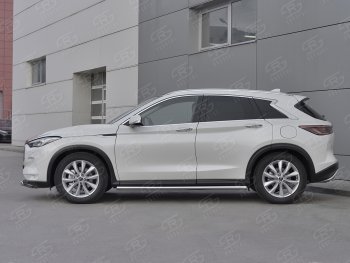 17 599 р. Защита порогов (Ø63 мм, нержавейка) SLITKOFF  INFINITI Qx50  J55 (2017-2022) (Металлические торцы под 90°)  с доставкой в г. Омск. Увеличить фотографию 2