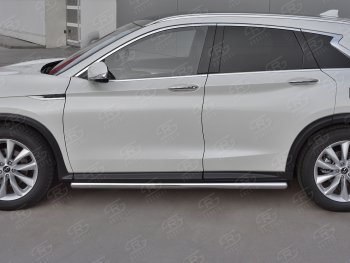 17 599 р. Защита порогов (Ø63 мм, нержавейка) SLITKOFF  INFINITI Qx50  J55 (2017-2022) (Металлические торцы под 90°)  с доставкой в г. Омск. Увеличить фотографию 3