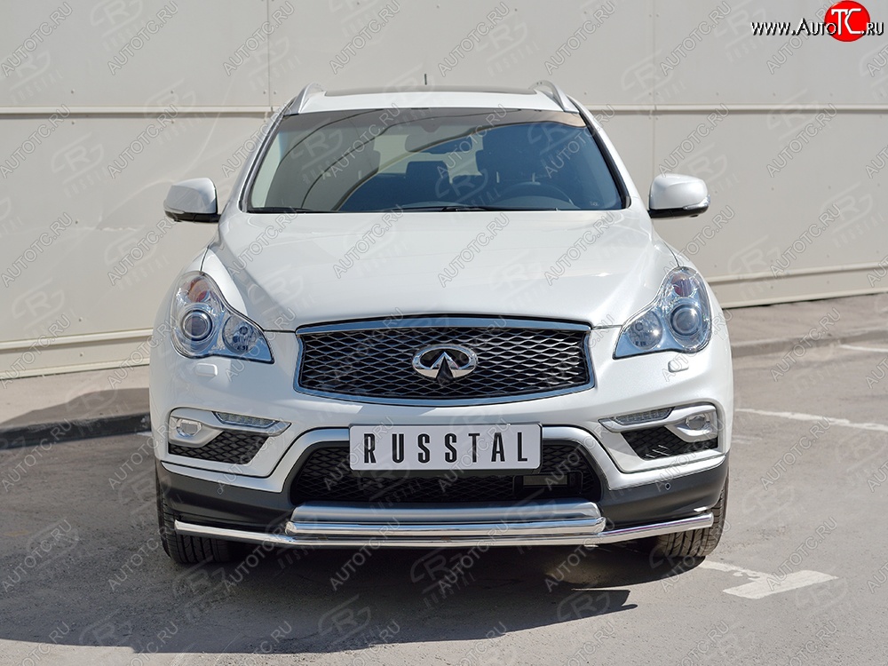 15 749 р. Защита переднего бампера (2 трубыØ42 мм, нержавейка) SLITKOFF INFINITI Qx50 J50 дорестайлинг (2013-2016)  с доставкой в г. Омск