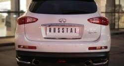 8 249 р. Защита заднего бампера (Ø42 мм уголки, нержавейка) Russtal  INFINITI Qx50  J50 (2013-2016) дорестайлинг  с доставкой в г. Омск. Увеличить фотографию 2