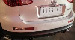 8 249 р. Защита заднего бампера (Ø42 мм уголки, нержавейка) Russtal  INFINITI Qx50  J50 (2013-2016) дорестайлинг  с доставкой в г. Омск. Увеличить фотографию 3