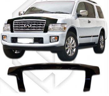 2 799 р. Дефлектор капота CA-Plastiс exclusive INFINITI QX56 JA60 дорестайлинг (2004-2007) (Classic черный, Без надписи)  с доставкой в г. Омск. Увеличить фотографию 1