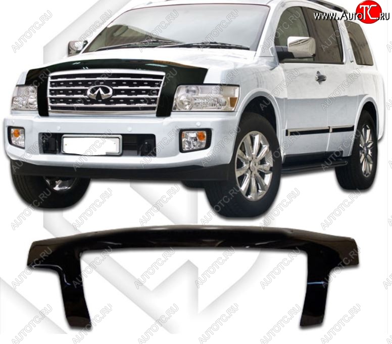 2 799 р. Дефлектор капота CA-Plastiс exclusive INFINITI QX56 JA60 дорестайлинг (2004-2007) (Classic черный, Без надписи)  с доставкой в г. Омск