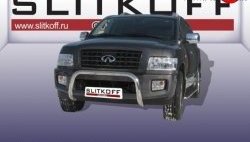 Усиленная защита переднего бампера из трубы диаметром 76 мм Slitkoff INFINITI (Инфинити) QX56 (КуХ)  JA60 (2004-2010) JA60 дорестайлинг, рестайлинг