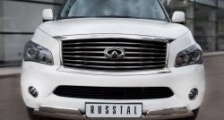 26 399 р. Защита переднего бампера (2 трубыØ76х42 мм, нержавейка) Russtal INFINITI QX56 Z62 (2010-2013)  с доставкой в г. Омск. Увеличить фотографию 1