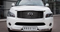 19 749 р. Защита переднего бампера (2 трубыØ76 и 63 мм, нержавейка) Russtal INFINITI QX56 Z62 (2010-2013)  с доставкой в г. Омск. Увеличить фотографию 1