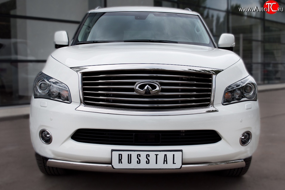 17 299 р. Защита переднего бампера (Ø75х42 мм, нержавейка) Russtal  INFINITI QX56  Z62 (2010-2013)  с доставкой в г. Омск