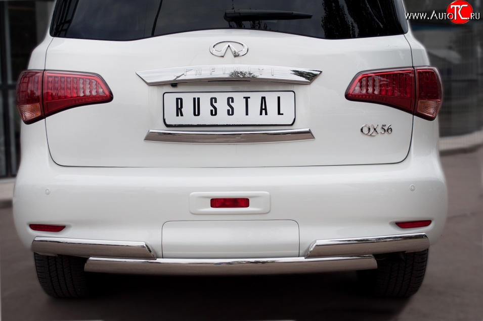 25 699 р. Защита заднего бампера (Ø75x42 мм, нержавейка) Russtal INFINITI QX56 Z62 (2010-2013)  с доставкой в г. Омск