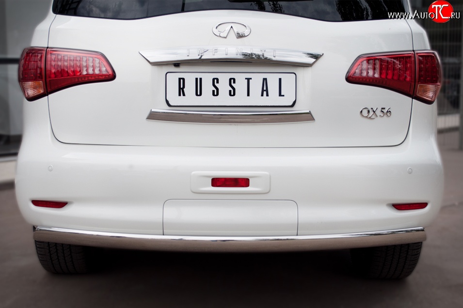 16 849 р. Защита заднего бампера (Ø75x42 мм, нержавейка) Russtal INFINITI QX56 Z62 (2010-2013)  с доставкой в г. Омск