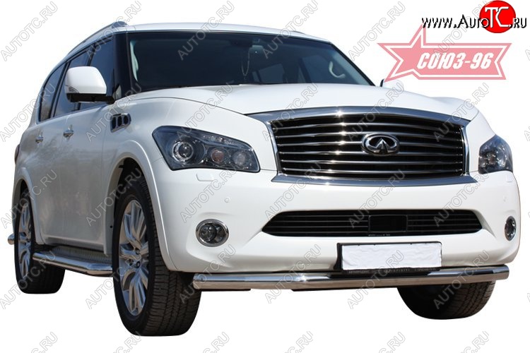 19 709 р. Защита переднего бампера одинарная Souz-96 (d76)  INFINITI QX56  Z62 (2010-2013)  с доставкой в г. Омск