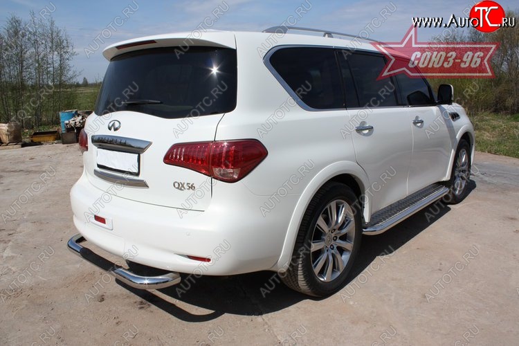 18 359 р. Защита заднего бампера с проступью Souz-96 (d76) INFINITI QX56 Z62 (2010-2013)  с доставкой в г. Омск