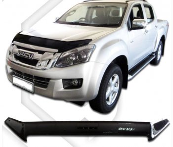 2 079 р. Дефлектор капота CA-Plastiс Isuzu D-Max RT85 DoubleCab дорестайлинг (2011-2017) (Classic черный, Без надписи)  с доставкой в г. Омск. Увеличить фотографию 1