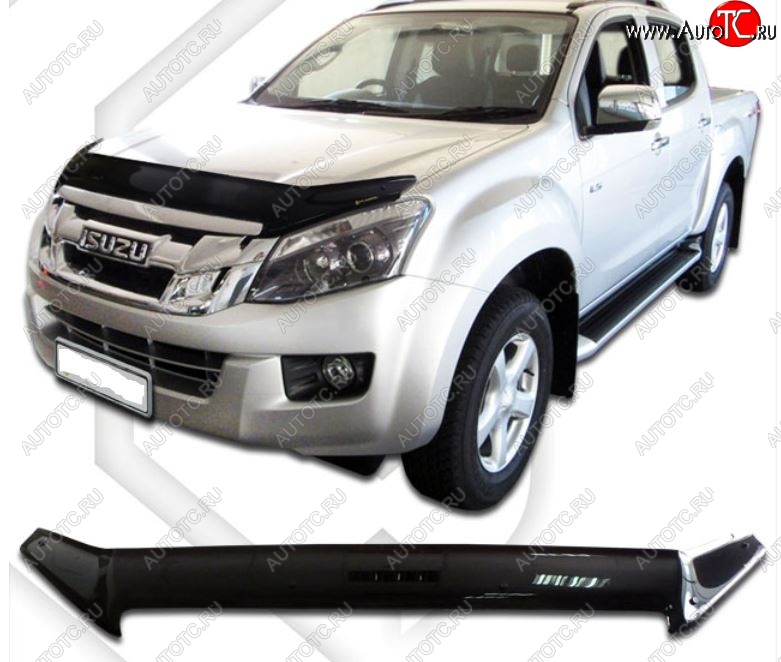 2 079 р. Дефлектор капота CA-Plastiс Isuzu D-Max RT85 DoubleCab дорестайлинг (2011-2017) (Classic черный, Без надписи)  с доставкой в г. Омск