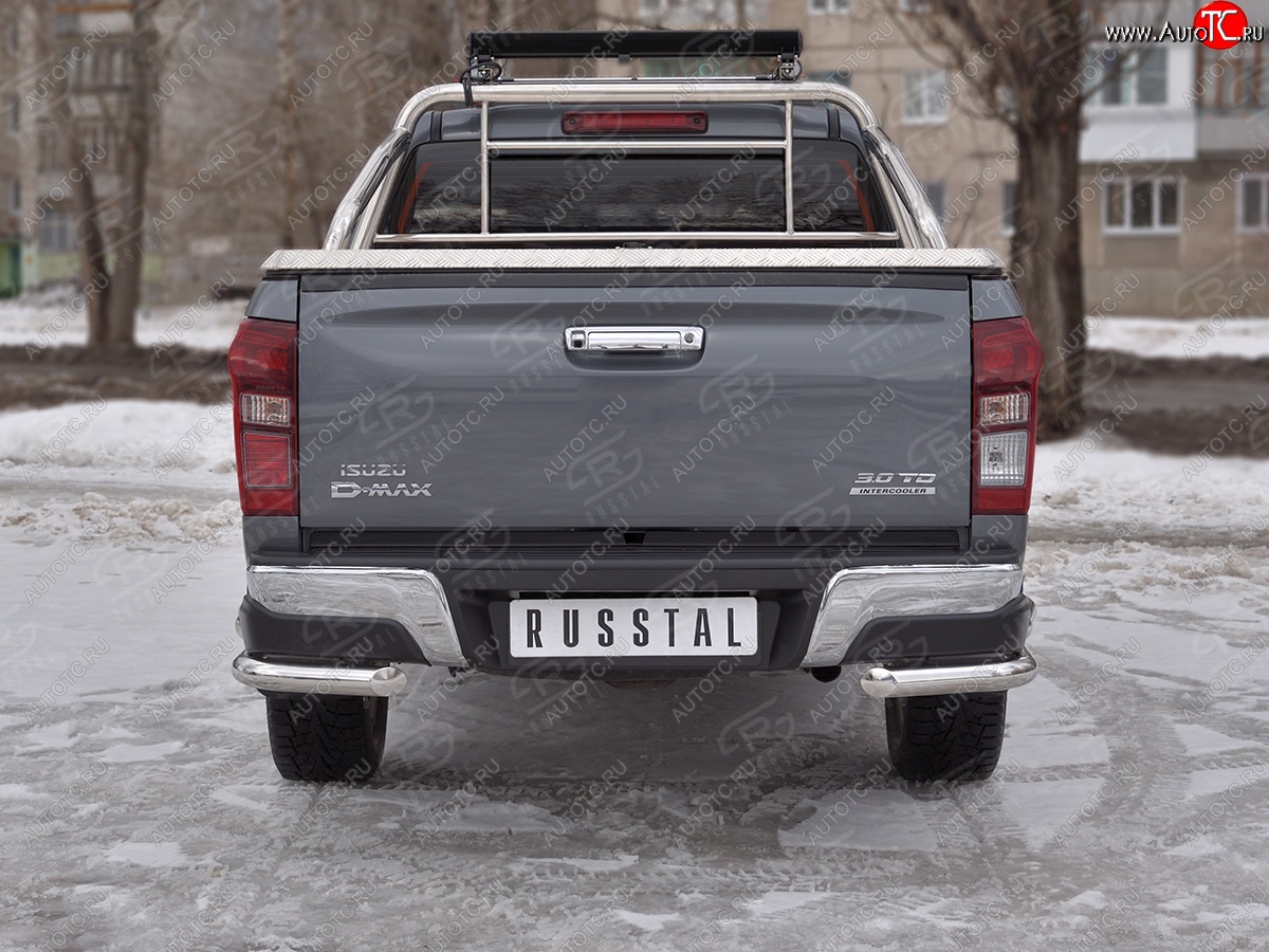 15 949 р. Защита заднего бампера (2 трубы Ø63 мм, нержавейка)  Isuzu D-Max  RT85,TFR DoubleCab (2015-2021) рестайлинг  с доставкой в г. Омск