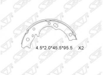 1 399 р. Колодки ручного тормоза SAT (2 шт)  Isuzu Elf (NPR75) ( NMR) (1993-2023)  дорестайлинг,  дорестайлинг, рестайлинг  с доставкой в г. Омск. Увеличить фотографию 1