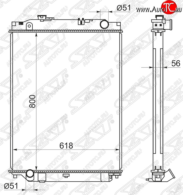 26 999 р. Радиатор двигателя SAT (пластинчатый, МКПП) Isuzu Elf (NPR75)  дорестайлинг (2006-2014)  с доставкой в г. Омск