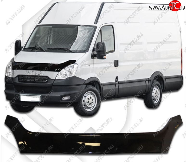 2 299 р. Дефлектор капота CA-Plastiс  Iveco Daily (2011-2014) (Classic черный, Без надписи)  с доставкой в г. Омск