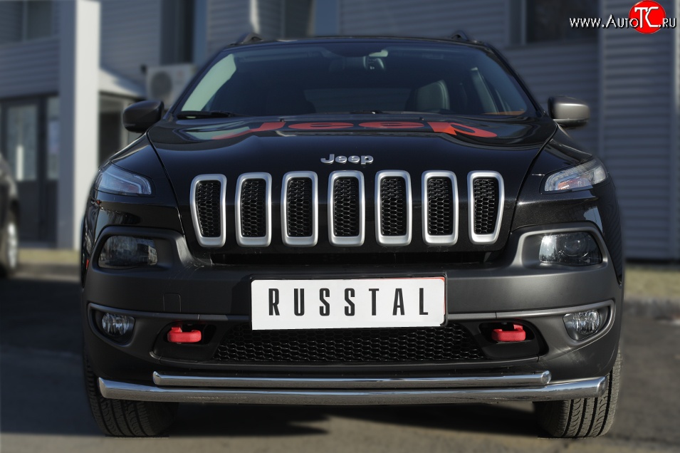 16 999 р. Защита переднего бампера (Trailhawk 2 трубыØ63 и 42 мм, нержавейка) SLITKOFF Jeep Cherokee KL дорестайлинг (2014-2017)  с доставкой в г. Омск